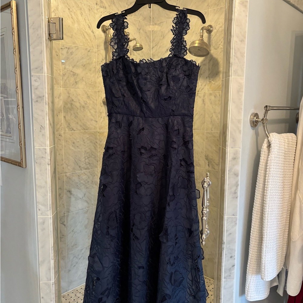 Monique Lhuillier Midnight Blue Midi Dress